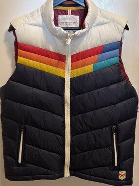 Marine Layer Archive Whistler Multi-Stripe Puffer Vest - Men's Medium